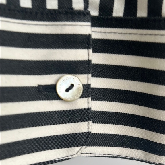 Foxcroft Black and White Button Down Shirt with Diagonal Stripes - Picture 5 of 6